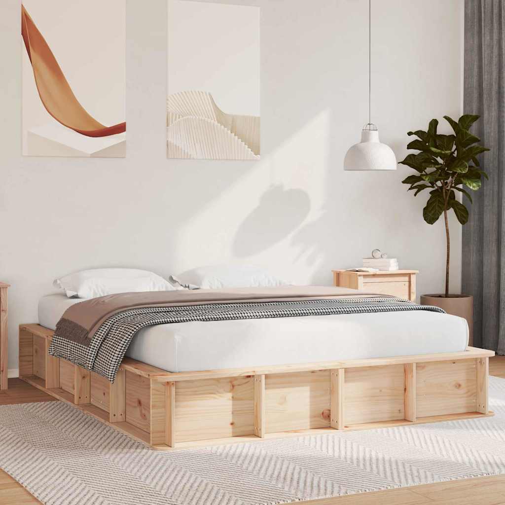 Sengestel Brun 160 x 200 cm Massiv fyrretræ
