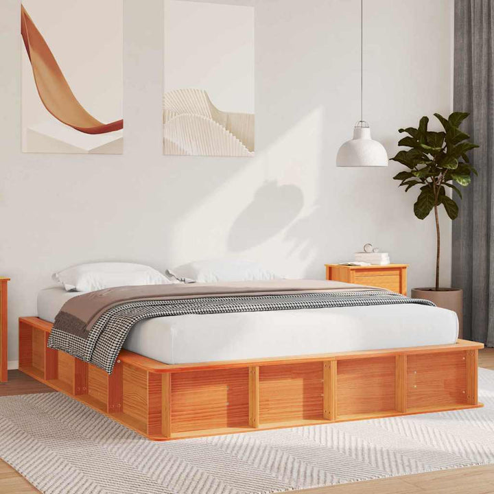 Sengestel Voks brun 160 x 200 cm Massiv fyrretræ