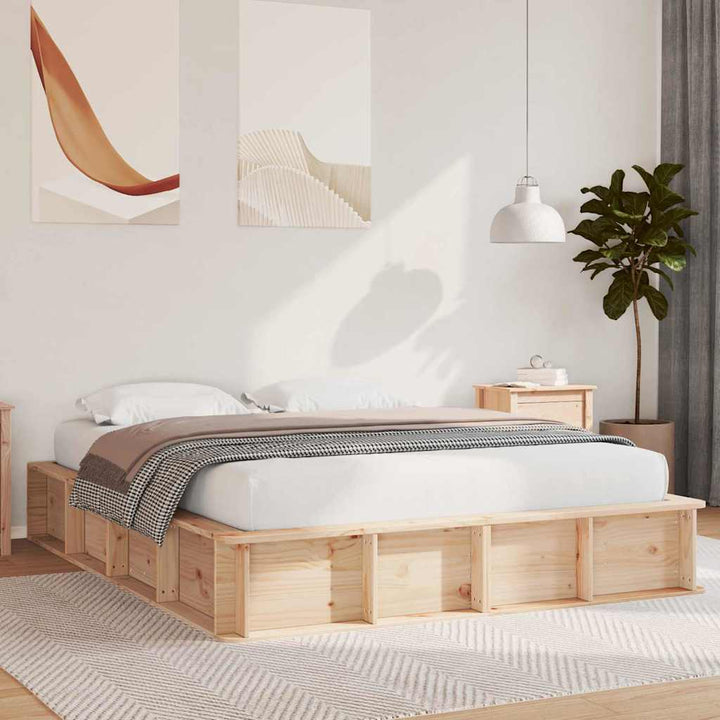 Sengestel Brun 150 x 200 cm Massiv fyrretræ