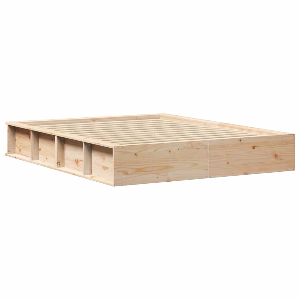 Sengestel Brun 150 x 200 cm Massiv fyrretræ