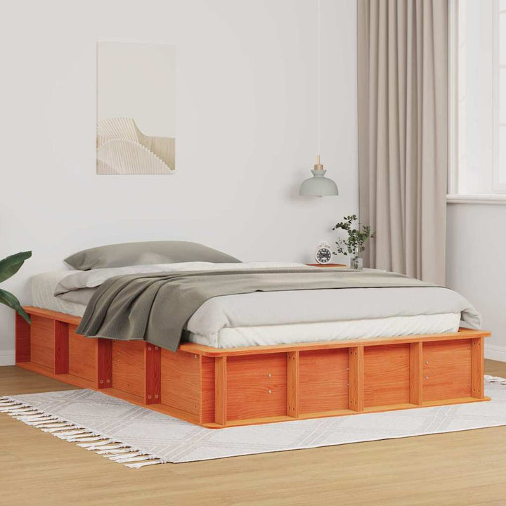 Sengestel Voks brun 140 x 190 cm Massiv fyrretræ