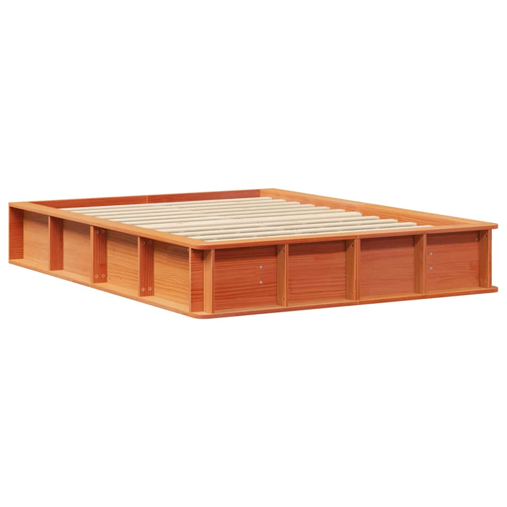 Sengestel Voks brun 140 x 190 cm Massiv fyrretræ