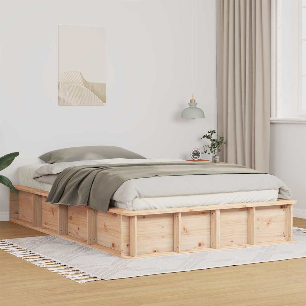 Sengestel Brun 135 x 190 cm Massiv fyrretræ