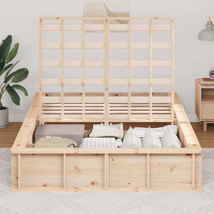 Sengestel Brun 135 x 190 cm Massiv fyrretræ