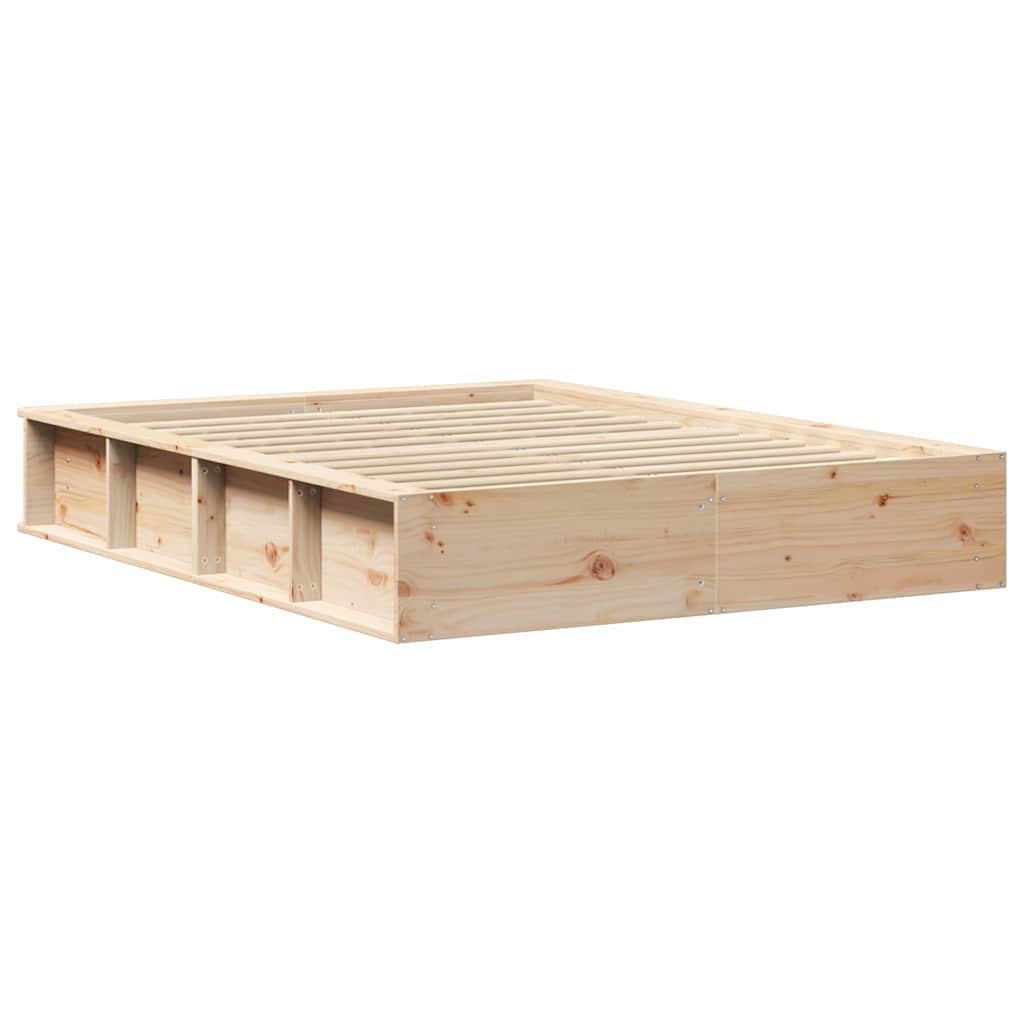 Sengestel Brun 135 x 190 cm Massiv fyrretræ