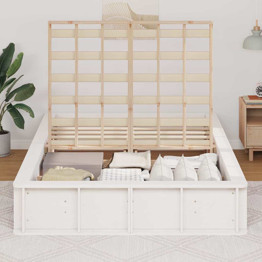 Sengestel Hvid 135 x 190 cm Massiv fyrretræ