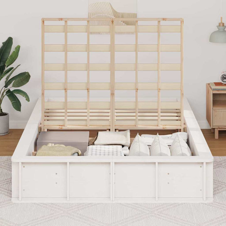 Sengestel Hvid 135 x 190 cm Massiv fyrretræ