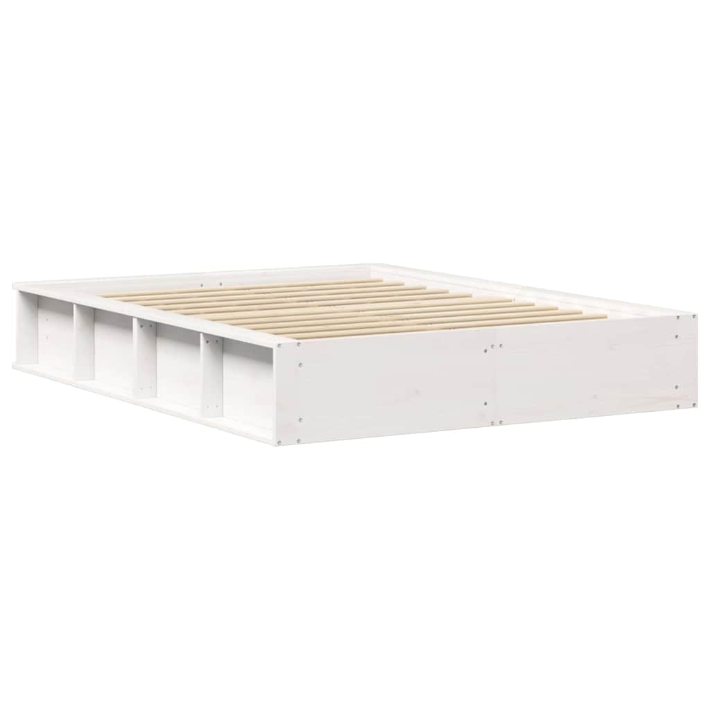 Sengestel Hvid 135 x 190 cm Massiv fyrretræ