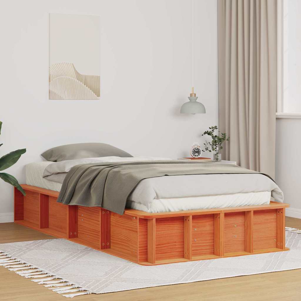 Sengestel Voks brun 90 x 190 cm Massiv fyrretræ