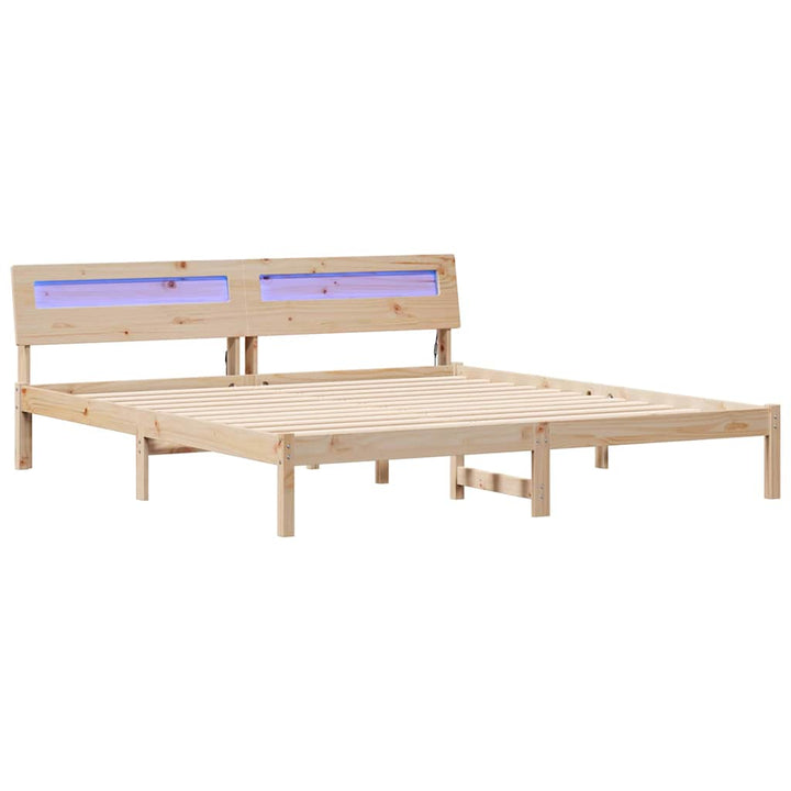 Sengestel med hovedgærde Brun 200 x 200 cm Massiv fyrretræ