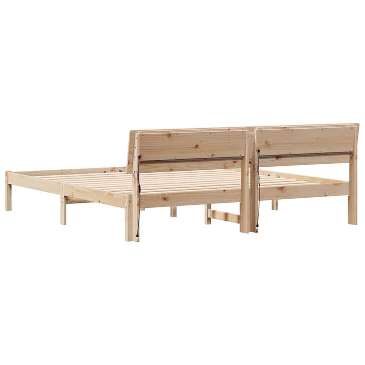 Sengestel med hovedgærde Brun 200 x 200 cm Massiv fyrretræ
