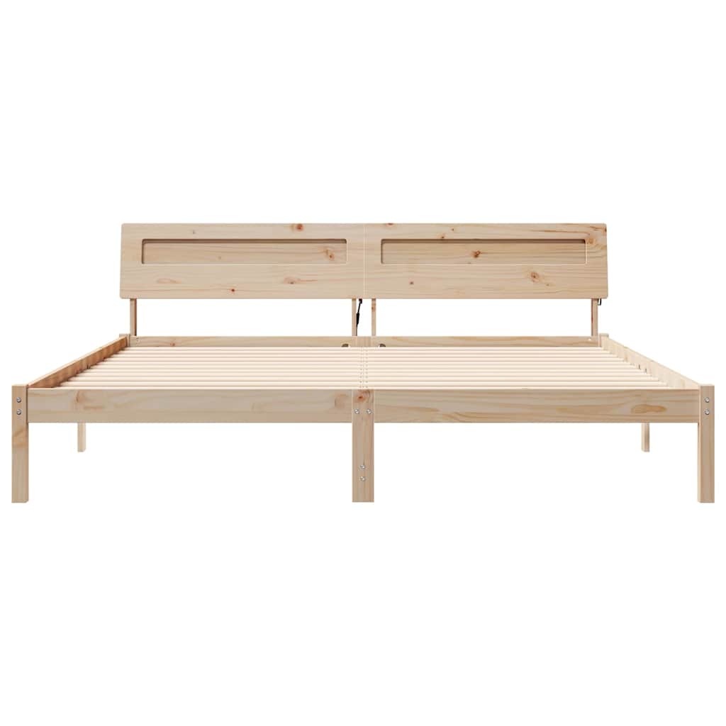 Sengestel med hovedgærde Brun 200 x 200 cm Massiv fyrretræ