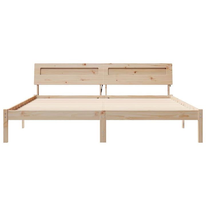 Sengestel med hovedgærde Brun 200 x 200 cm Massiv fyrretræ