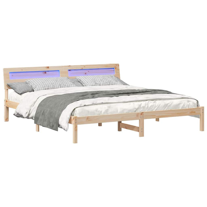 Sengestel med hovedgærde Brun 200 x 200 cm Massiv fyrretræ