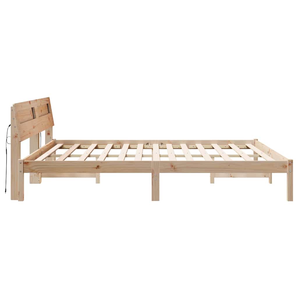 Sengestel med hovedgærde Brun 200 x 200 cm Massiv fyrretræ