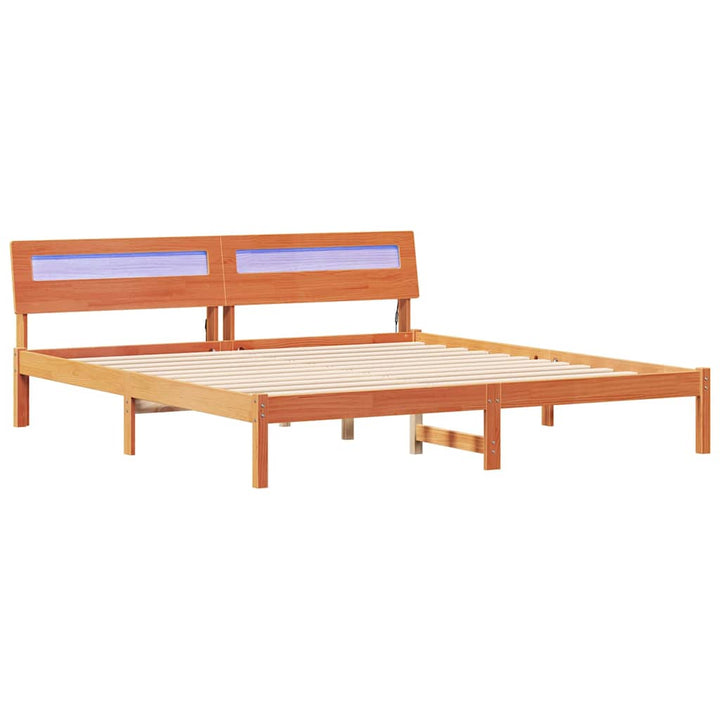 Sengestel med hovedgærde Brun 200 x 200 cm Massiv fyrretræ
