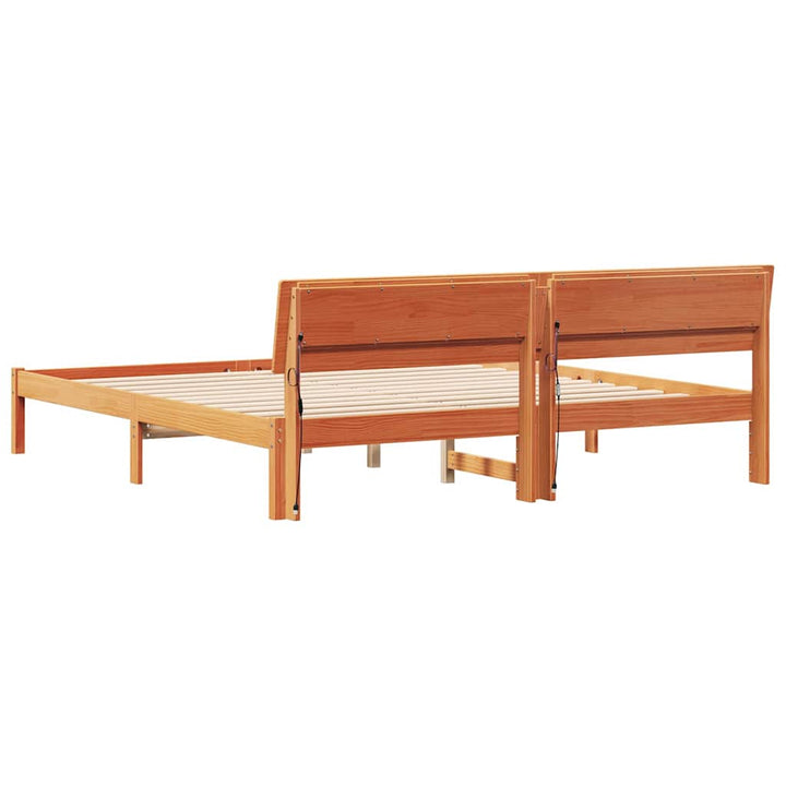 Sengestel med hovedgærde Brun 200 x 200 cm Massiv fyrretræ