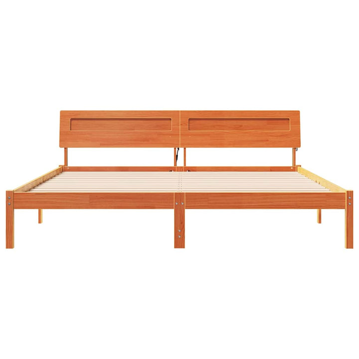 Sengestel med hovedgærde Brun 200 x 200 cm Massiv fyrretræ