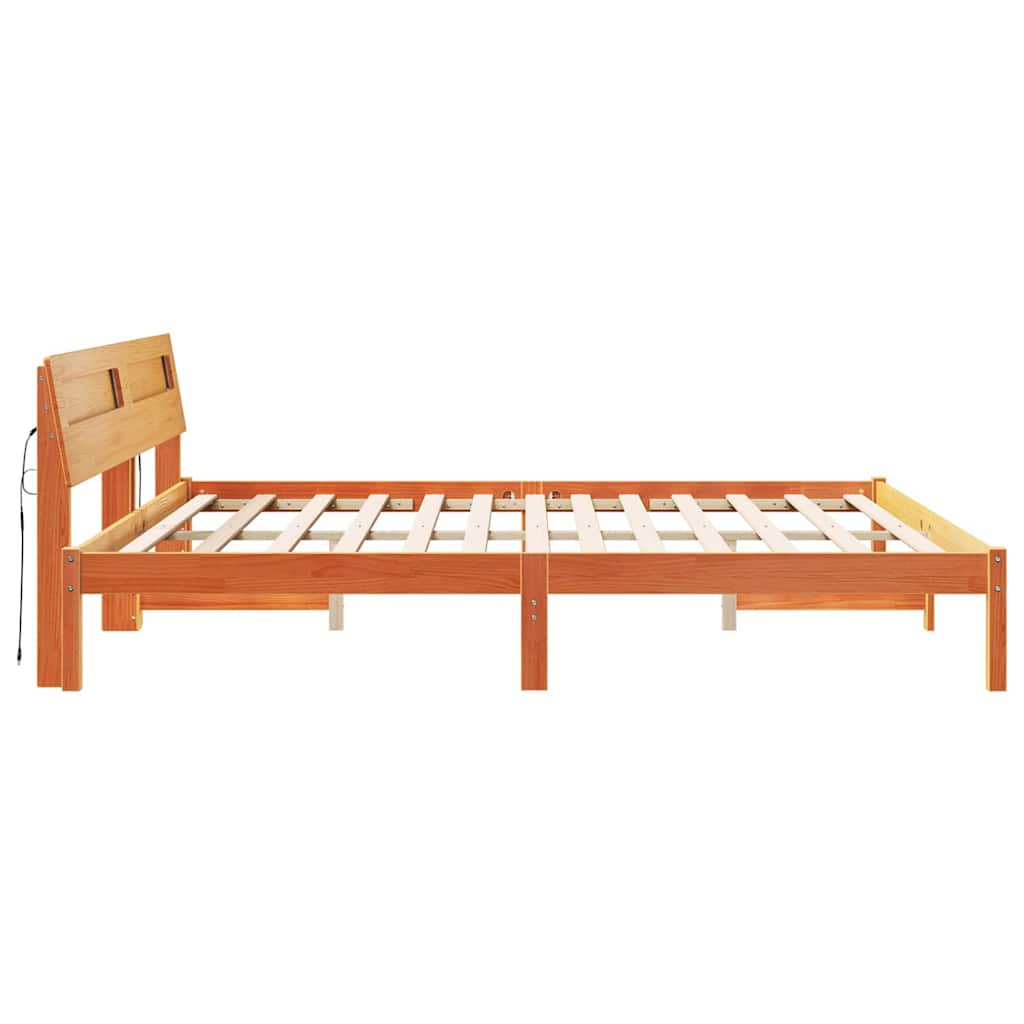 Sengestel med hovedgærde Brun 200 x 200 cm Massiv fyrretræ