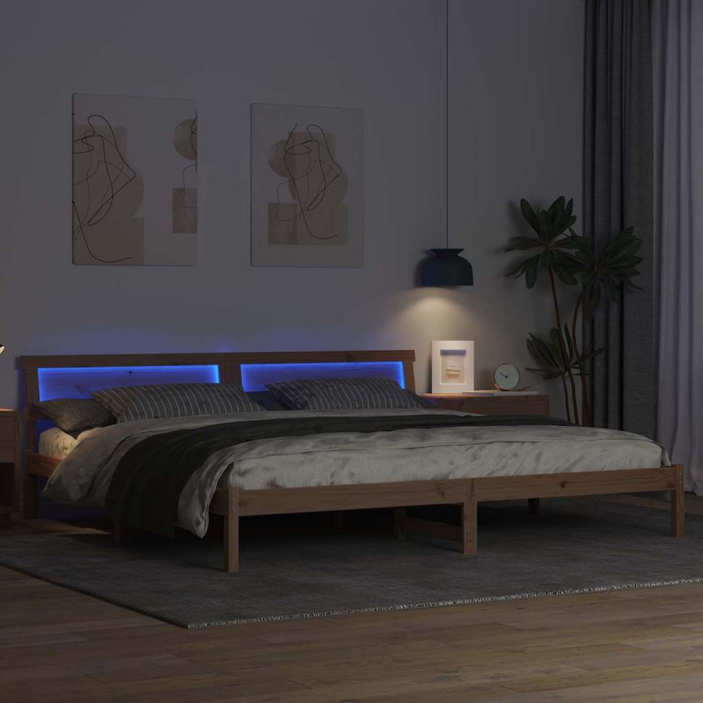 Sengestel med hovedgærde Brun 200 x 200 cm Massivt fyrretræ