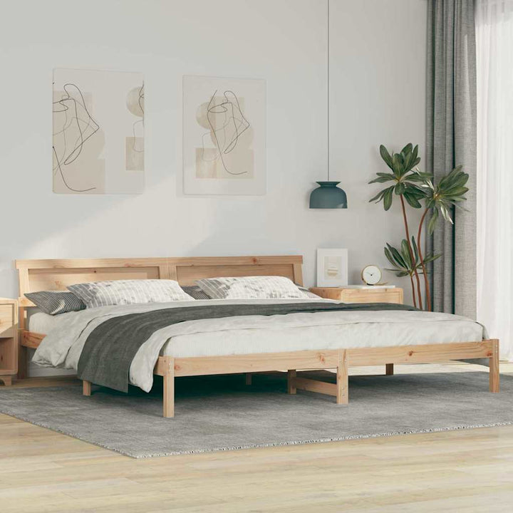 Sengestel med hovedgærde Brun 200 x 200 cm Massivt fyrretræ