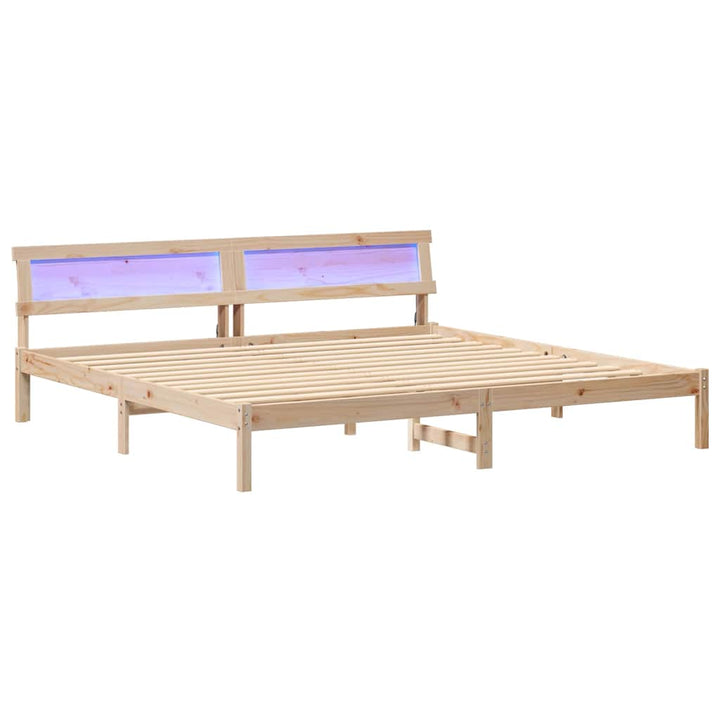 Sengestel med hovedgærde Brun 200 x 200 cm Massivt fyrretræ