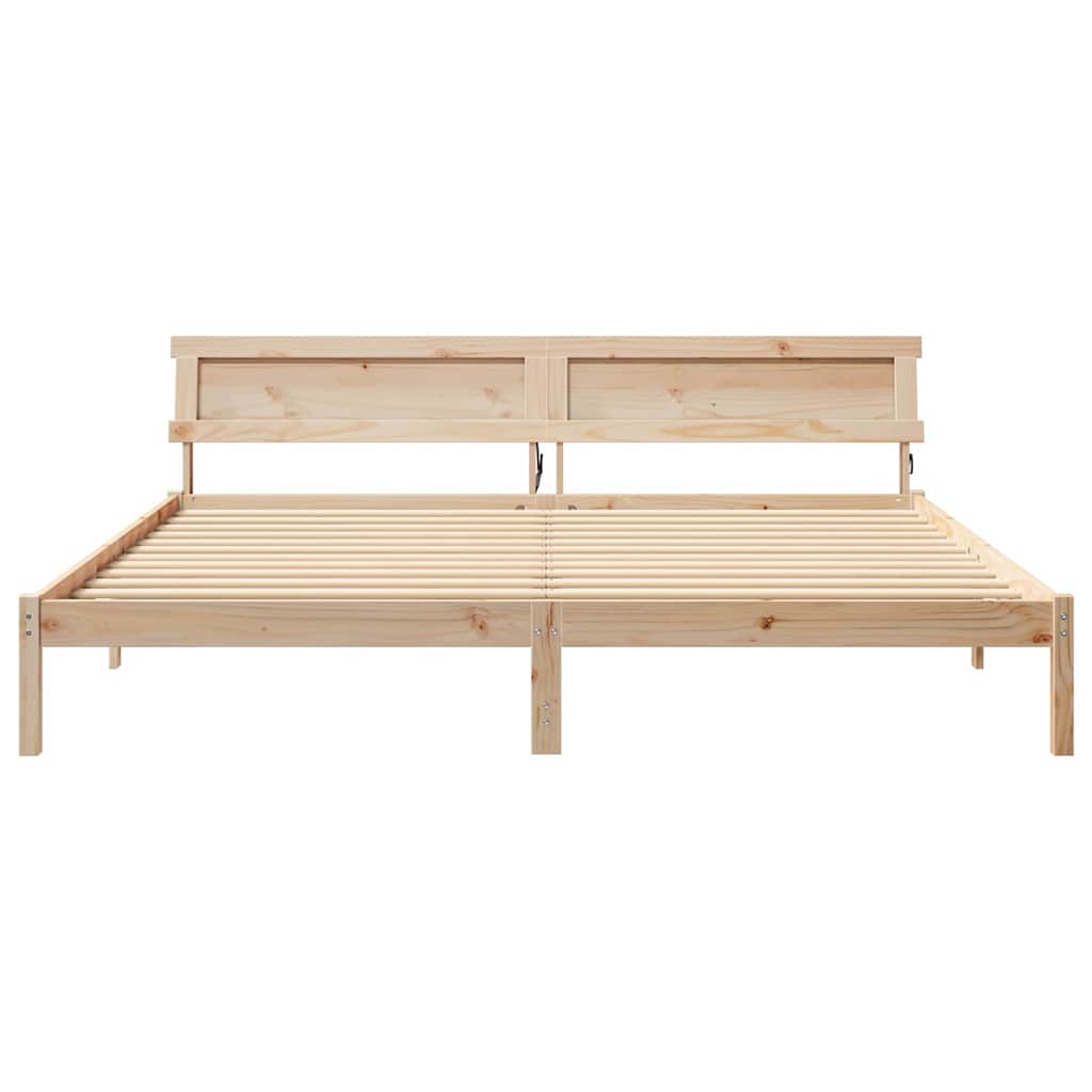 Sengestel med hovedgærde Brun 200 x 200 cm Massivt fyrretræ