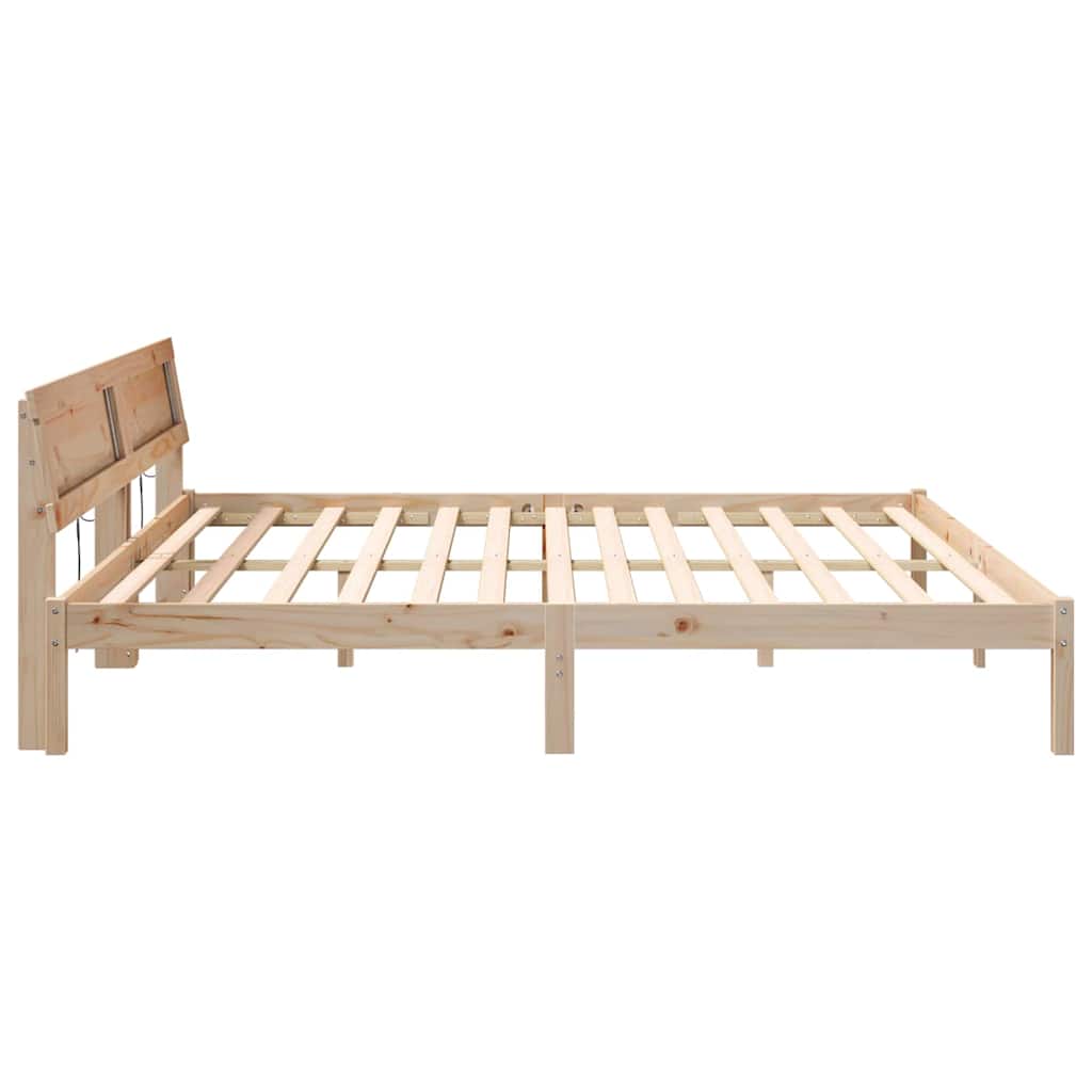 Sengestel med hovedgærde Brun 200 x 200 cm Massivt fyrretræ