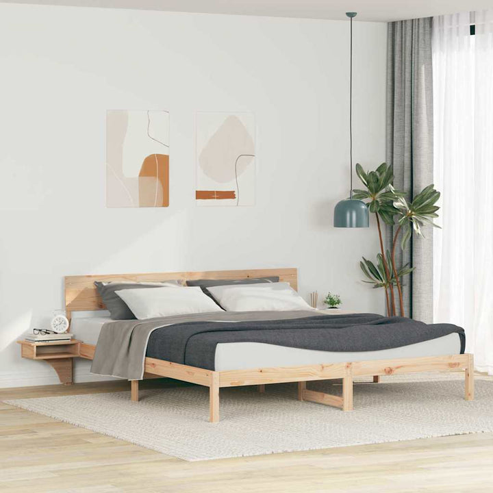 Sengestel med hovedgærde Brun 200 x 200 cm Massiv fyrretræ