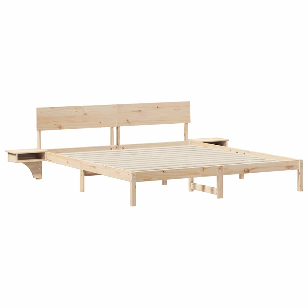 Sengestel med hovedgærde Brun 200 x 200 cm Massiv fyrretræ