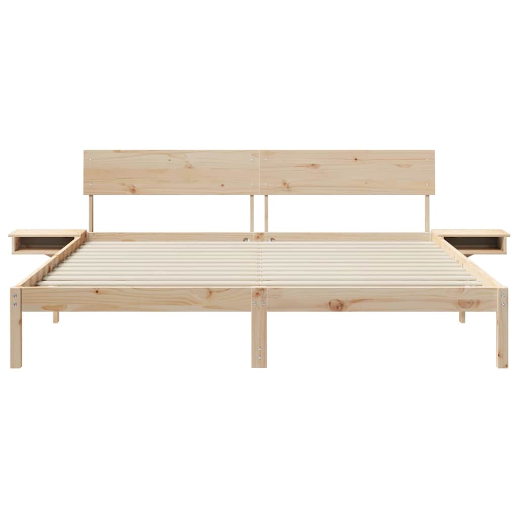 Sengestel med hovedgærde Brun 200 x 200 cm Massiv fyrretræ
