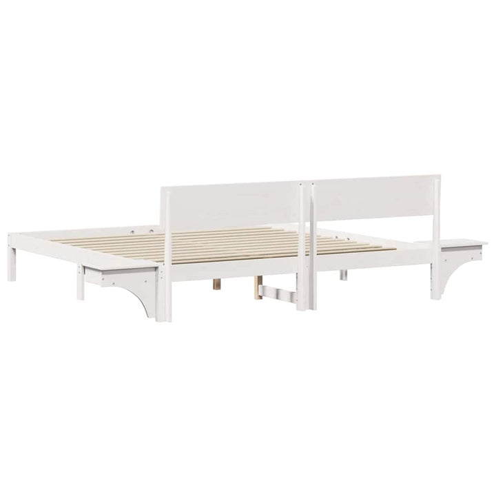 Sengestel med hovedgærde Hvid 200 x 200 cm Massiv fyrretræ