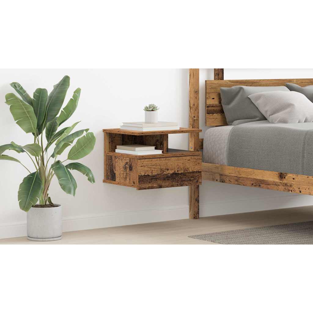 Flydende Natbord Gammelt træ 40 x 31 x 28 cm Konstrueret træ