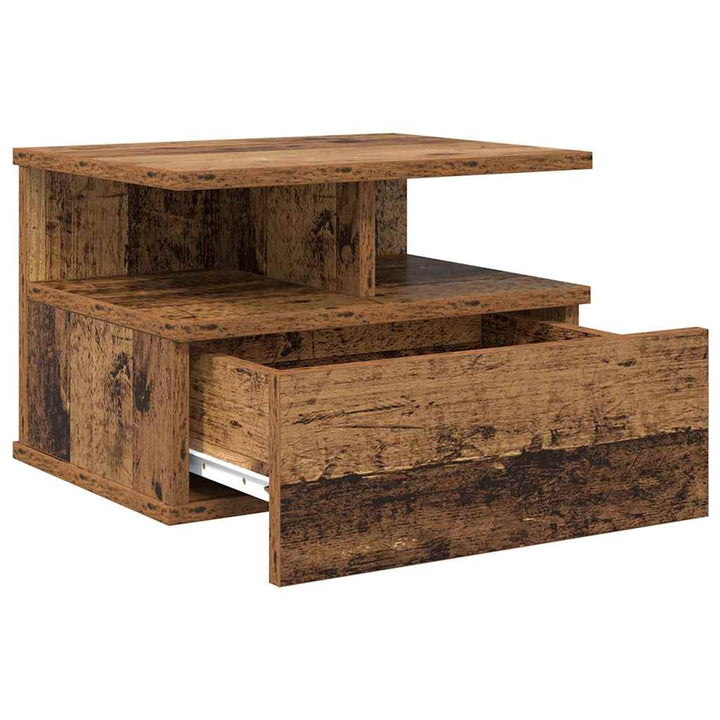Flydende Natbord med skuffe 2 pcs Gammelt træ 40 x 31 x 28 cm