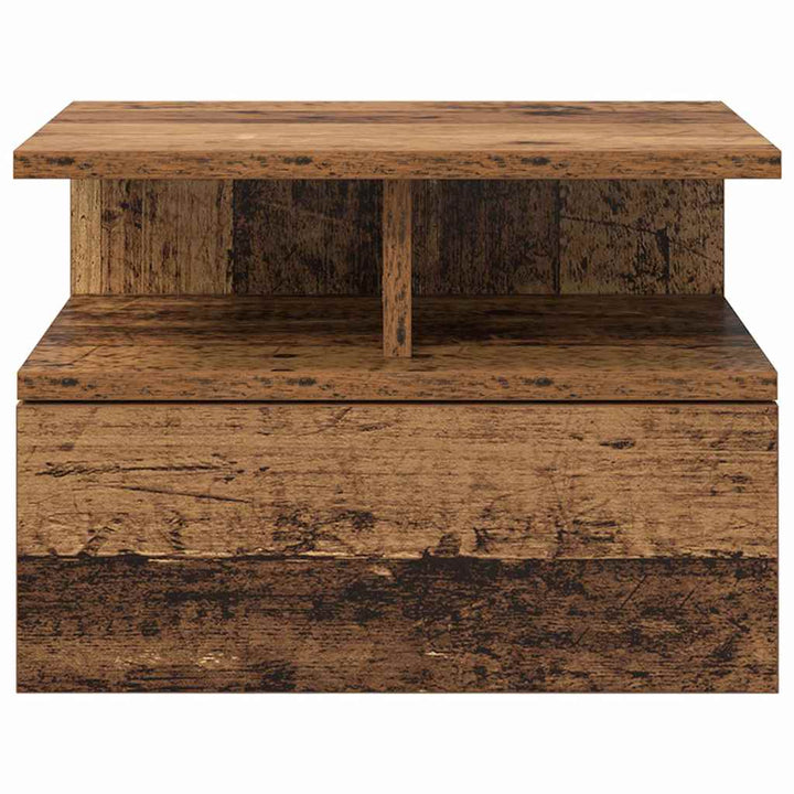 Flydende Natbord med skuffe 2 pcs Gammelt træ 40 x 31 x 28 cm
