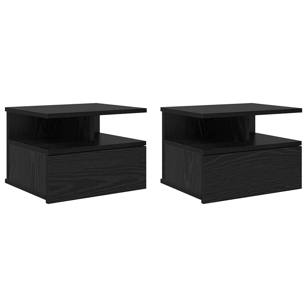 Flydende Natbord 2 pcs Sort eg 40 x 31 x 28 cm Konstrueret træ