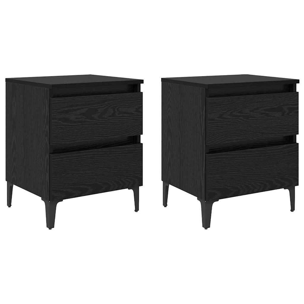 Natskab 2 pcs Sort eg 40 x 35 x 50 cm Konstrueret træ