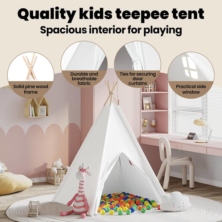 Teepee Telt Hvid 120 x 120 x 150 cm Stof og Plast