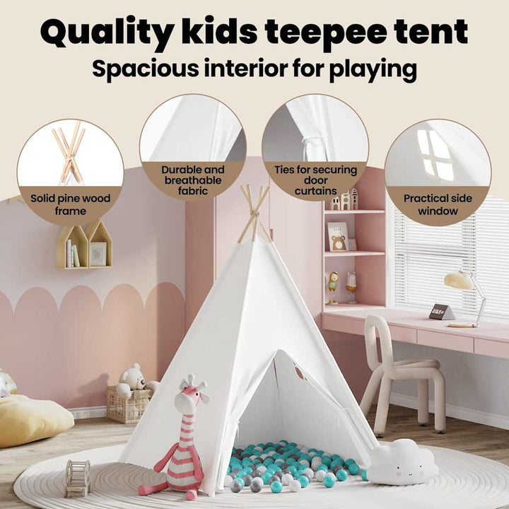 Teepee Telt Hvid 120 x 120 x 150 cm Stof og Plast