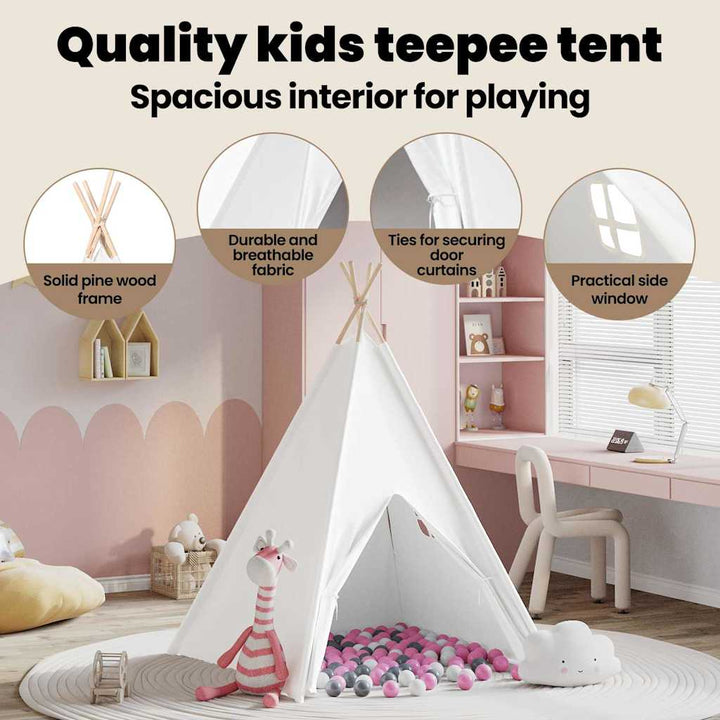 Teepee Telt Hvid 120 x 120 x 150 cm Stof og Plast