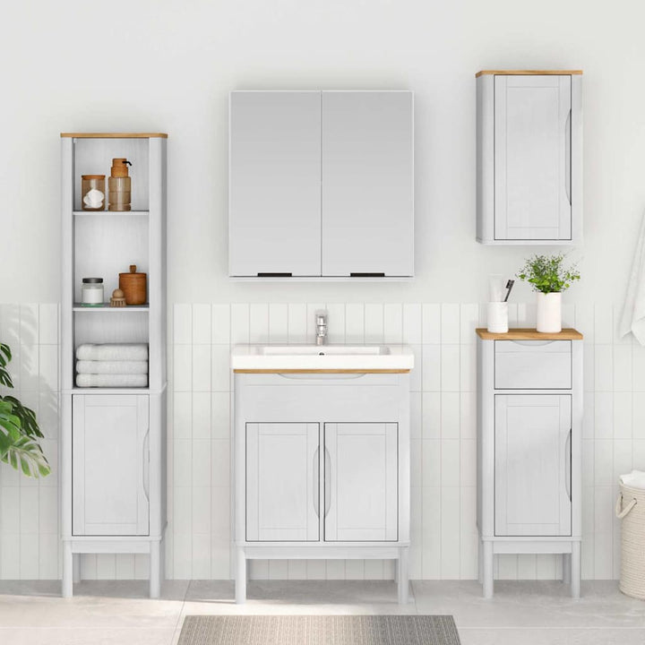 Badeværelsesskab FLORO Hvid 35 x 30 x 90 cm Massivt fyrretræ