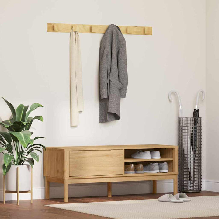 Garderobebænk FLORO Voks brun 115 x 40 x 45 cm Massivt fyrretræ