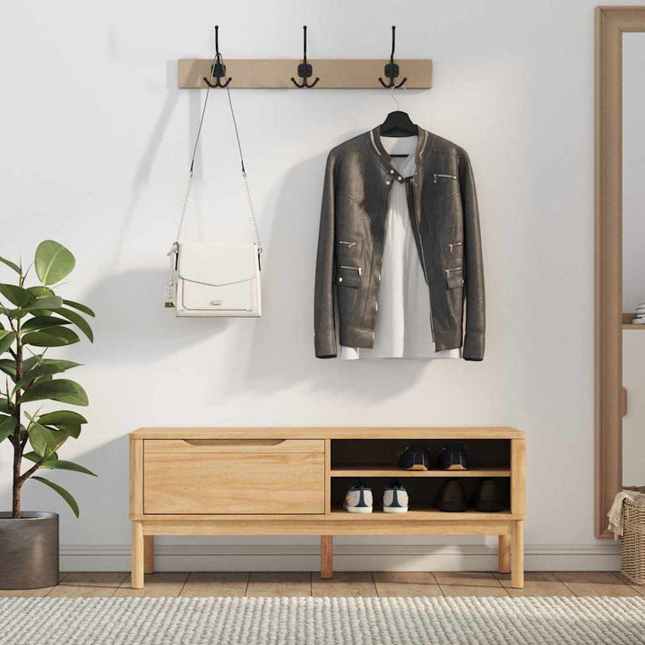 Garderobebænk FLORO Voks brun 115 x 40 x 45 cm Massivt fyrretræ