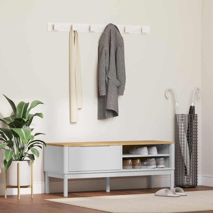Garderobebænk FLORO Hvid 115 x 40 x 45 cm Massivt fyrretræ
