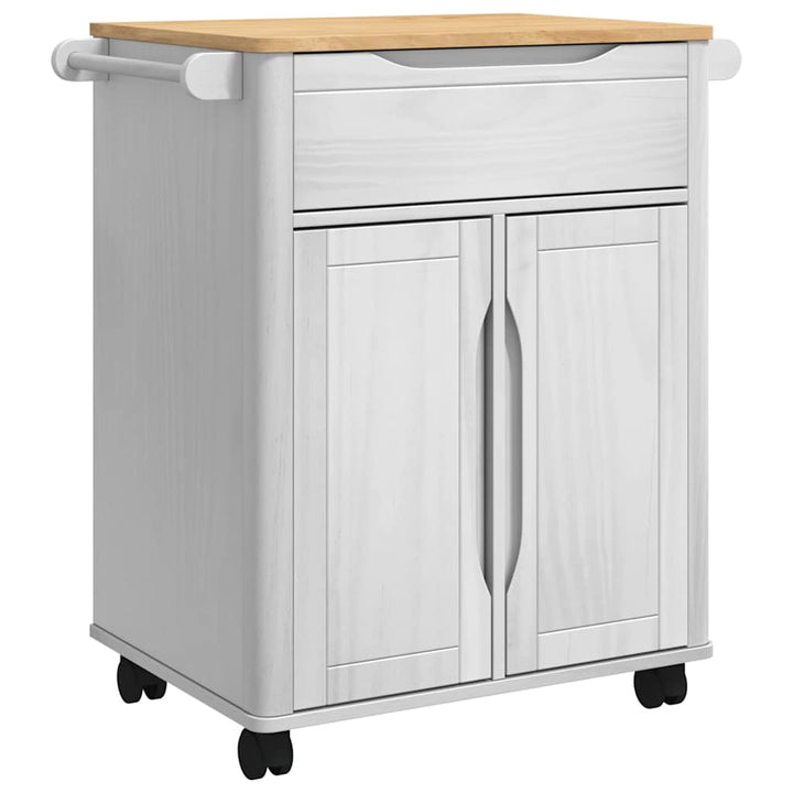 Køkkenvogn FLORO Hvid 72,5 x 45 x 80 cm Massivt fyrretræ