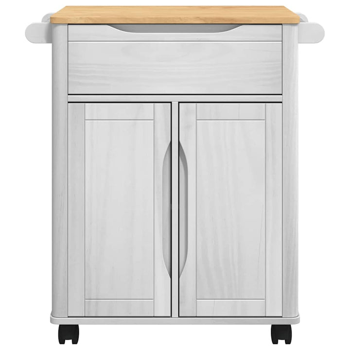 Køkkenvogn FLORO Hvid 72,5 x 45 x 80 cm Massivt fyrretræ
