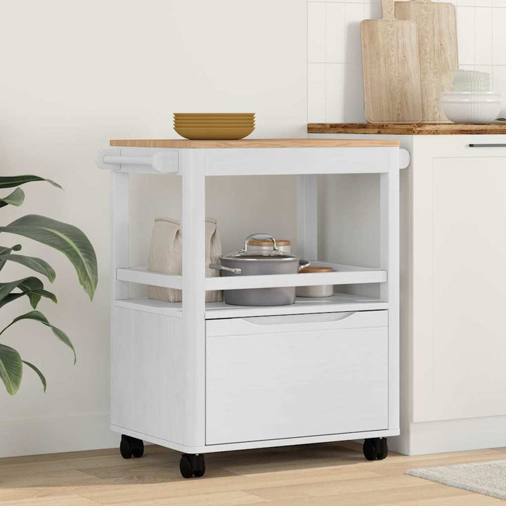 Køkkenvogn FLORO Hvid 72,5 x 45 x 80 cm Massivt fyrretræ