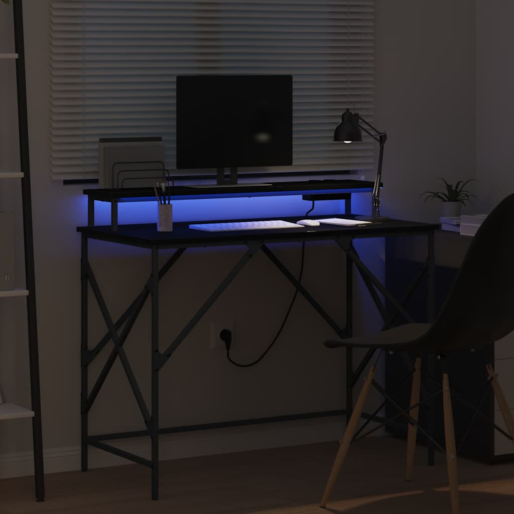 Bord med hylde Sort eg 100 x 50 x 86,5 cm Konstrueret træ