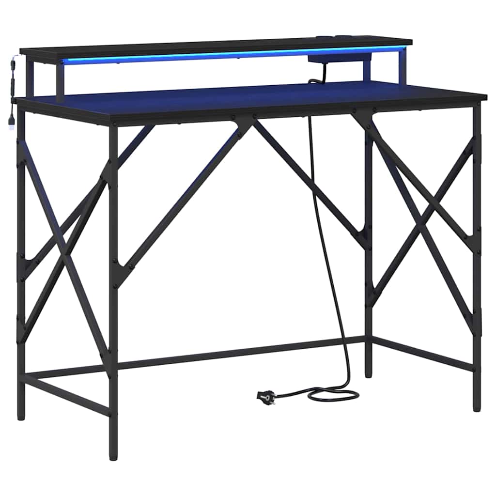 Bord med hylde Sort eg 100 x 50 x 86,5 cm Konstrueret træ