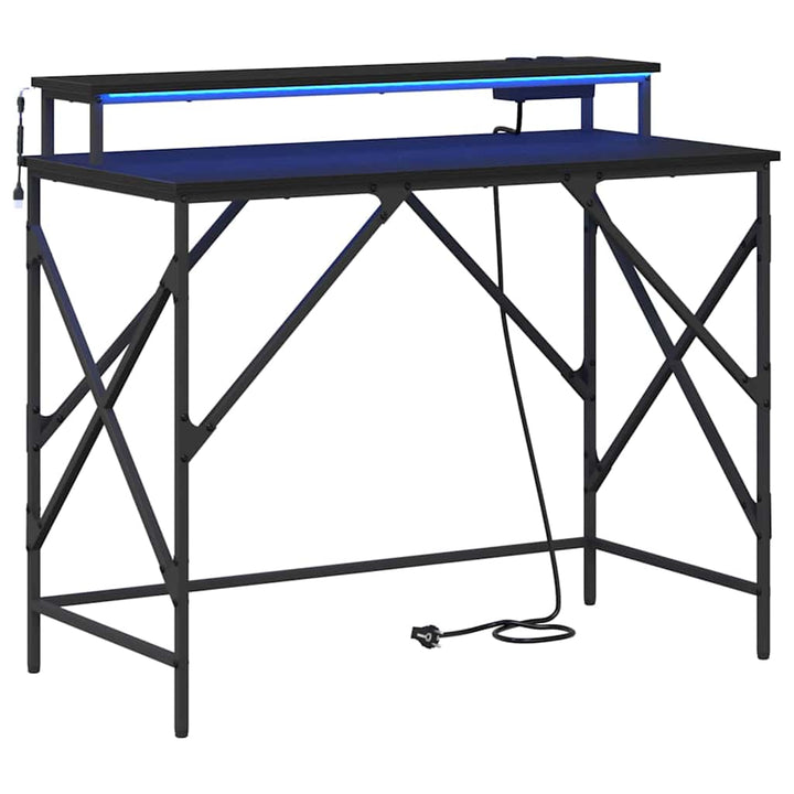 Bord med hylde Sort eg 100 x 50 x 86,5 cm Konstrueret træ